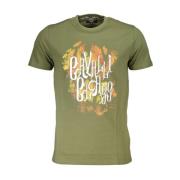 Cavalli Class Grön Bomull T-shirt med Unik Print Green, Herr