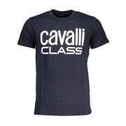 Cavalli Class Blå Tryckt Crew Neck T-shirt Blue, Herr