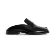 Maison Margiela Svart Läder Loafer Mule Blockklack Black, Dam