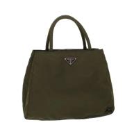 Prada Vintage Pre-owned Nylon handvskor Green, Dam