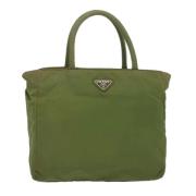 Prada Vintage Pre-owned Nylon handvskor Green, Dam