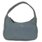 Prada Vintage Pre-owned Nylon handvskor Blue, Dam