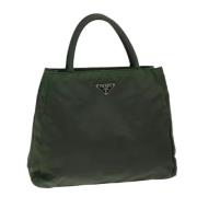 Prada Vintage Pre-owned Nylon handvskor Green, Dam