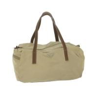 Prada Vintage Pre-owned Nylon handvskor Beige, Dam