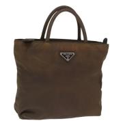 Prada Vintage Pre-owned Nylon handvskor Brown, Dam