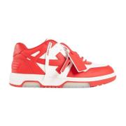 Off White Multifärgade Lädersneakers med Pilpatch Red, Herr