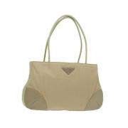 Prada Vintage Pre-owned Nylon handvskor Beige, Dam