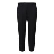 Low Brand Svarta Ullblandade Cropped Byxor Black, Herr