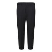 Low Brand Slim Fit Cropped Trousers in Grey Black, Herr