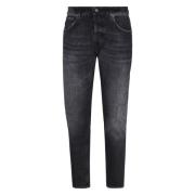 Dondup Svart Denim Bomull Jeans Dragkedja Stängning Black, Herr