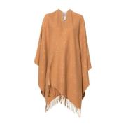 Liu Jo Kamelbrun Stickad Cape med Fransar Brown, Dam