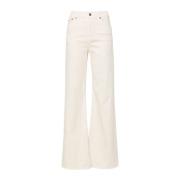 Dondup Ivory Vit Wide Leg Denim Jeans Beige, Dam