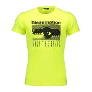 Diesel Logo Print Crew Neck Tee Green, Herr