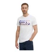 Guess Broderad Logotyp T-shirt - Vit Slim Fit White, Herr