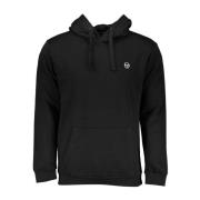 Sergio Tacchini Svart Broderad Huva Fleece Tröja Black, Herr