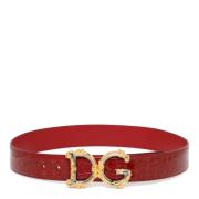 Dolce & Gabbana Burgundy Logo Baroque Bälte Red, Dam