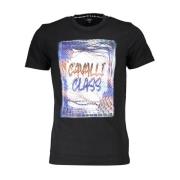 Cavalli Class Logotryck Bomull T-shirt för Män Black, Herr