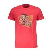 Cavalli Class Herr Tryckt T-shirt Bomull Logo Pink, Herr