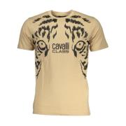 Cavalli Class Beige Bomull Logo Print T-shirt Beige, Herr