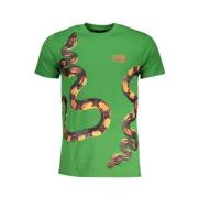 Cavalli Class Grön Bomull Logo Print T-shirt Green, Herr