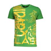 Cavalli Class Stilig Logo Tee Bomull Rund Hals Green, Herr