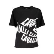 Cavalli Class Elegant Logo Tee med Rund Hals Black, Dam