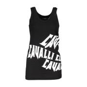 Cavalli Class Elegant Tryckt Tanktop Breda axlar Black, Dam