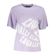 Cavalli Class Elegant lila tryck tee med logotyp Purple, Dam