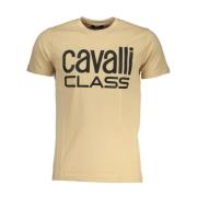 Cavalli Class Bomull Crew Neck T-Shirt Beige, Herr