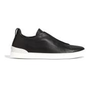 Ermenegildo Zegna Svart Sneaker Triple Stitch Nappa Black, Herr