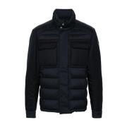 Moncler Blå Vadderad Jacka med Logopatch Blue, Herr