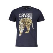 Cavalli Class Blå Bomull Logo Print T-shirt Blue, Herr