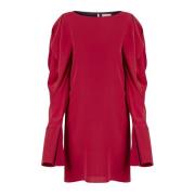 Nina Ricci Rosa Rynkad Ärm Mini Klänning Red, Dam