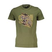 Cavalli Class Logo Print Grön Bomull T-shirt Män Green, Herr