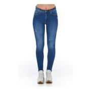 Frankie Morello Sliten Tvätt Denim Jeans Multi-Fickor Blue, Dam