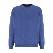 Fedeli Lyxig Crew Neck Jumper Blue, Herr