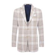 Kiton Kashmir Glen Plaid Jacka Beige, Herr