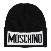 Moschino Multifärgad Logo Beanie Mössa Black, Dam