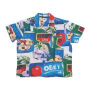 Obey Svart Multi Vävd Kortärmad Skjorta Multicolor, Herr