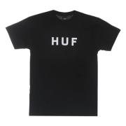 HUF Svart Logo Tee Kortärmad T-shirt Black, Herr