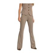 Mason's Slim Fit Beige Chino Byxor med Houndstooth Mönster Beige, Dam