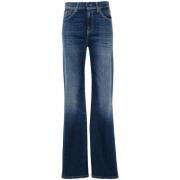 Dondup Blå Stretch Denim Wide Leg Jeans Blue, Dam