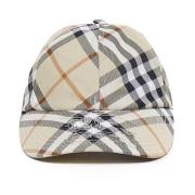 Burberry Check Baseballkeps med EKD Detalj Beige, Unisex