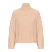 Soaked in Luxury Sljessie Pullover Stickad Semolina Melange Beige, Dam