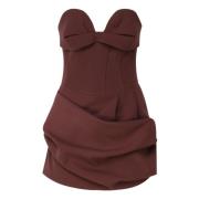 Magda Butrym Burgundy Sweetheart Neckline Veckad Topp Purple, Dam