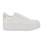 Hogan Lädersneakers Rund Tå Snörning Vit White, Dam