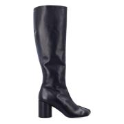 MM6 Maison Margiela Svarta Läder Mid Bootie Skor Black, Dam