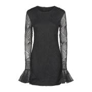 Rotate Birger Christensen Svart Flounce Mini Klänning Black, Dam