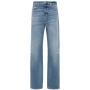 Dondup Blå Denim Wide Leg Jeans Blue, Dam