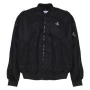 Calvin Klein Svart Nylon Bomberjacka med Logotyp Black, Herr